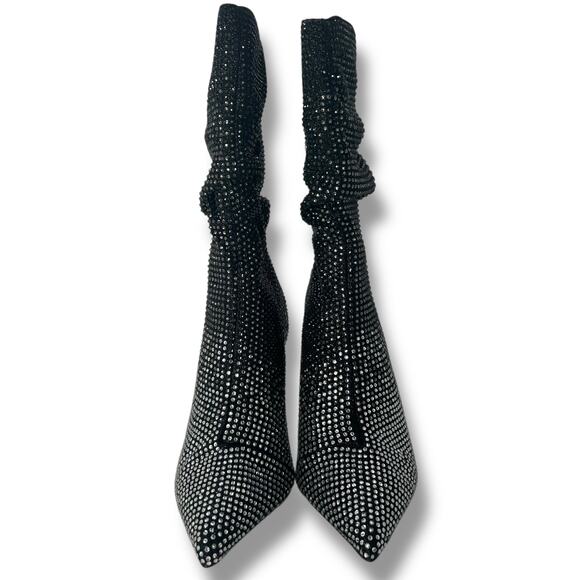 NEW Thalia Sodi Black Ombre Rhinestone Boots Size 7 Stiletto Pointed Toe Fancy - Picture 6 of 7